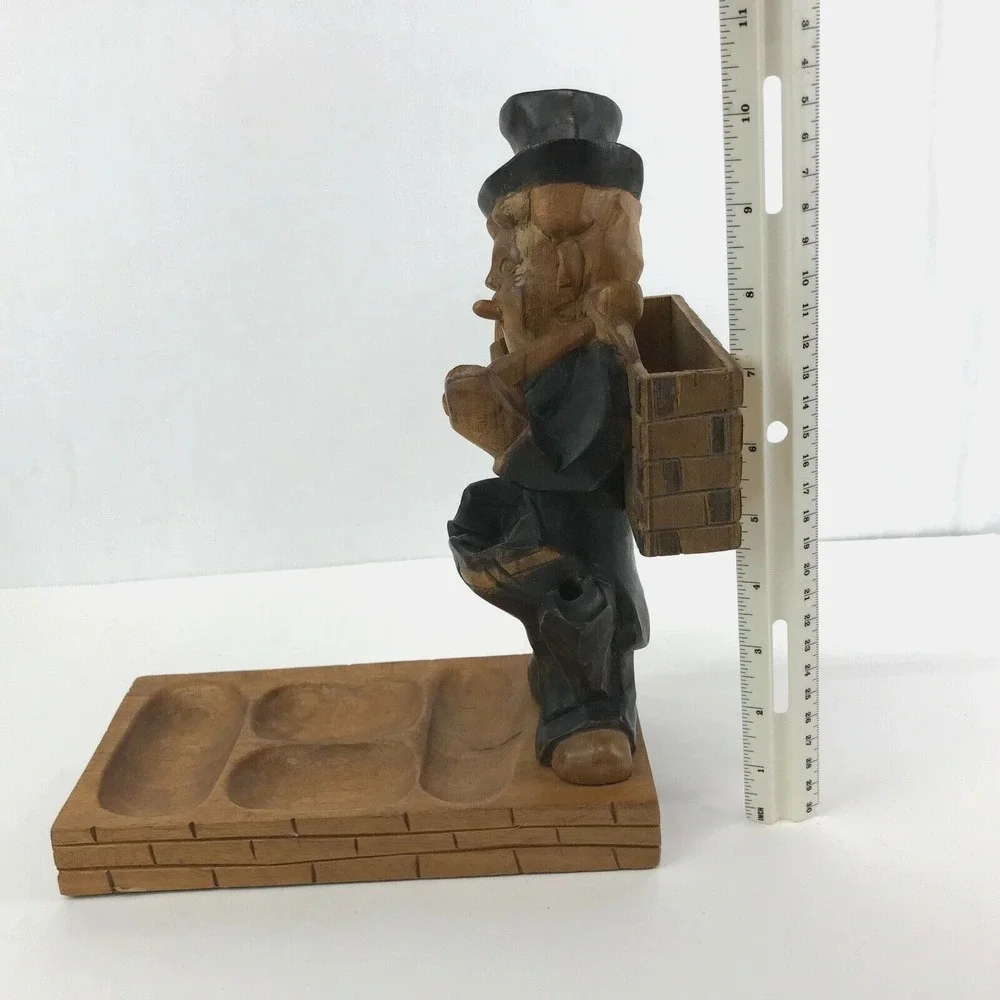 Vintage‎ Wooden Hobo Folk Art Mens Caddy Vanity Tray Dresser Organizer